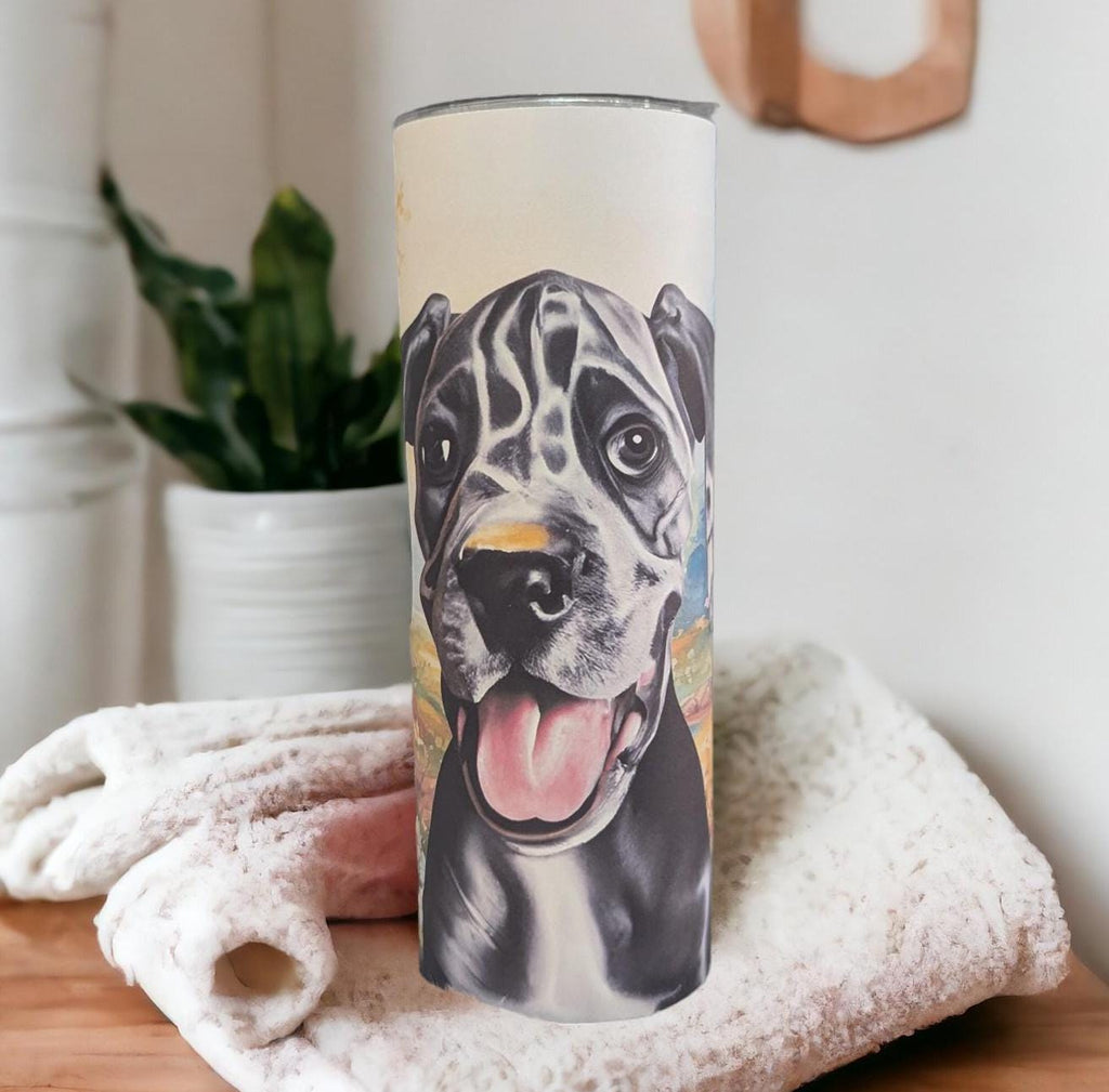 Great Dane Puppy Tumbler 20oz With Reusable Straw, Can Be Personalized