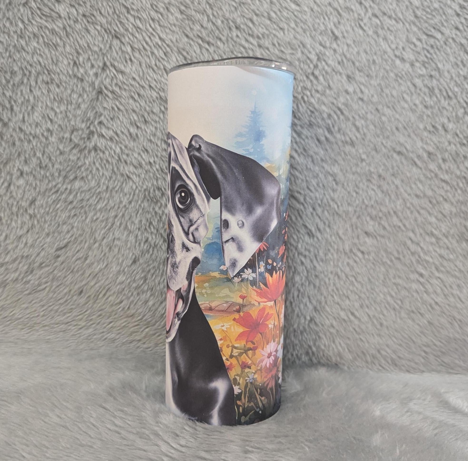 Great Dane Puppy Tumbler 20oz With Reusable Straw, Can Be Personalized