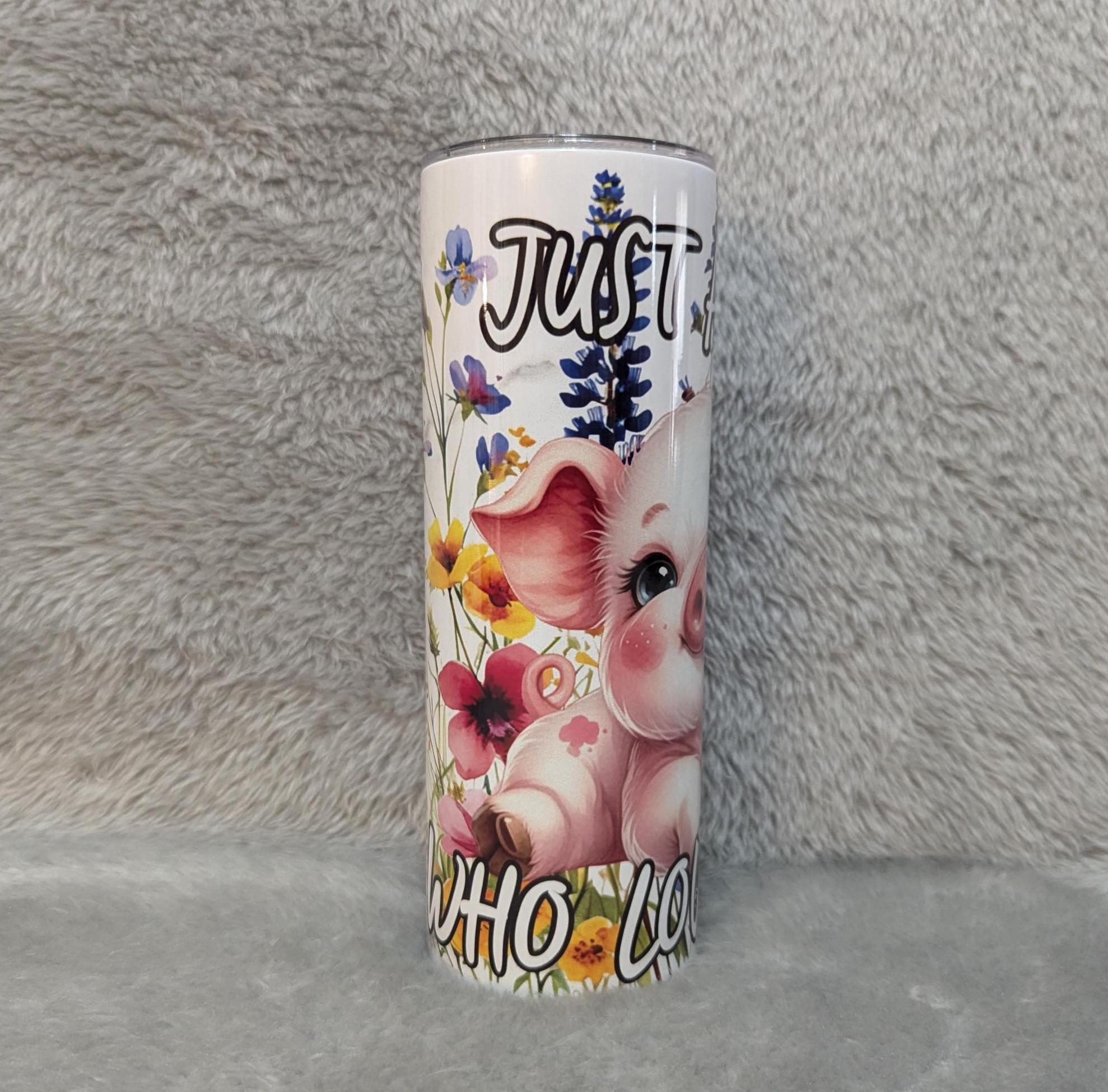 Just A Girl Who Loves Pigs Tumbler Can Be Personalized, Pig Lover Gift, Cup With Name, 20oz Tumbler With Reusable Straw, Hot Or Cold Drinks