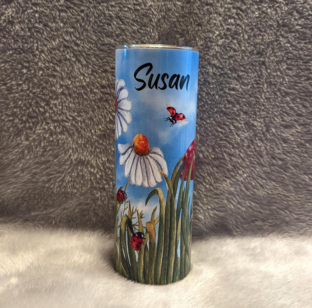 Ladybug Tumbler 20oz With Reusable Straw, Can Be Personalized