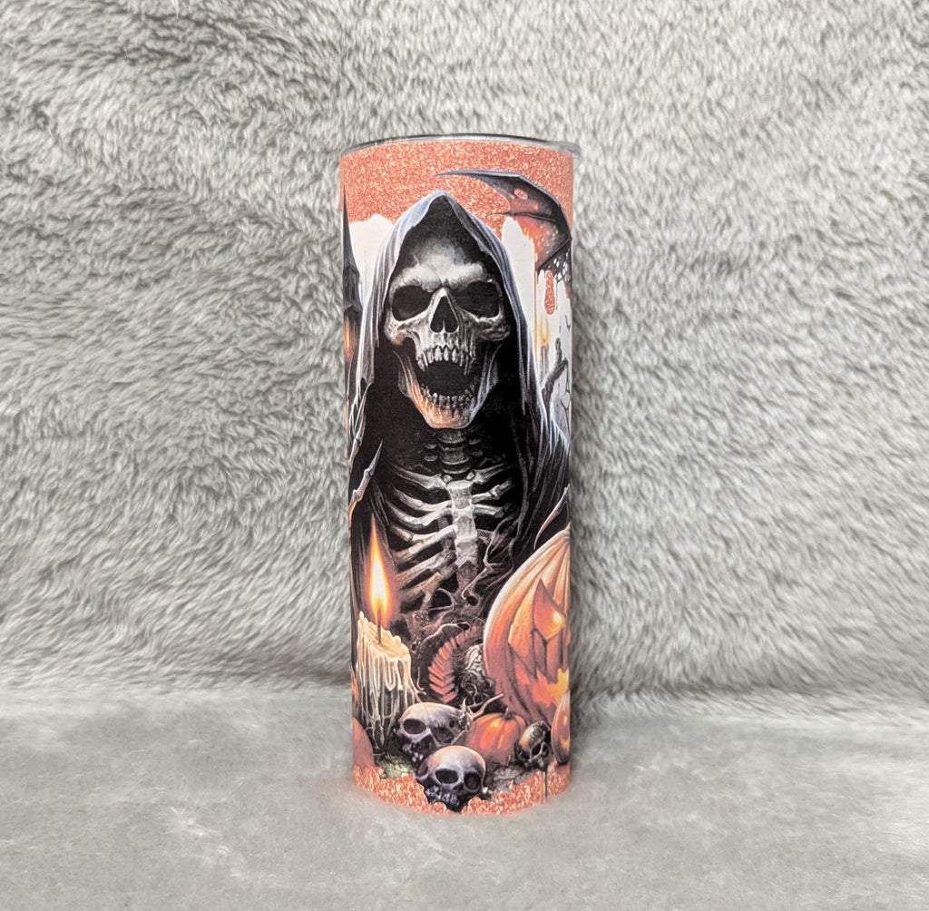 Skeleton Goblin Halloween Tumbler 20oz With Reusable Straw, Can Be Personalized