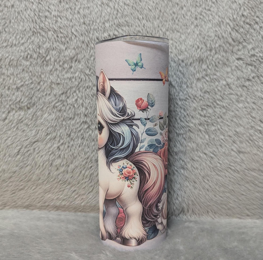 Pretty Pony Tumbler 20oz With Reusable Straw Can Be Personalized