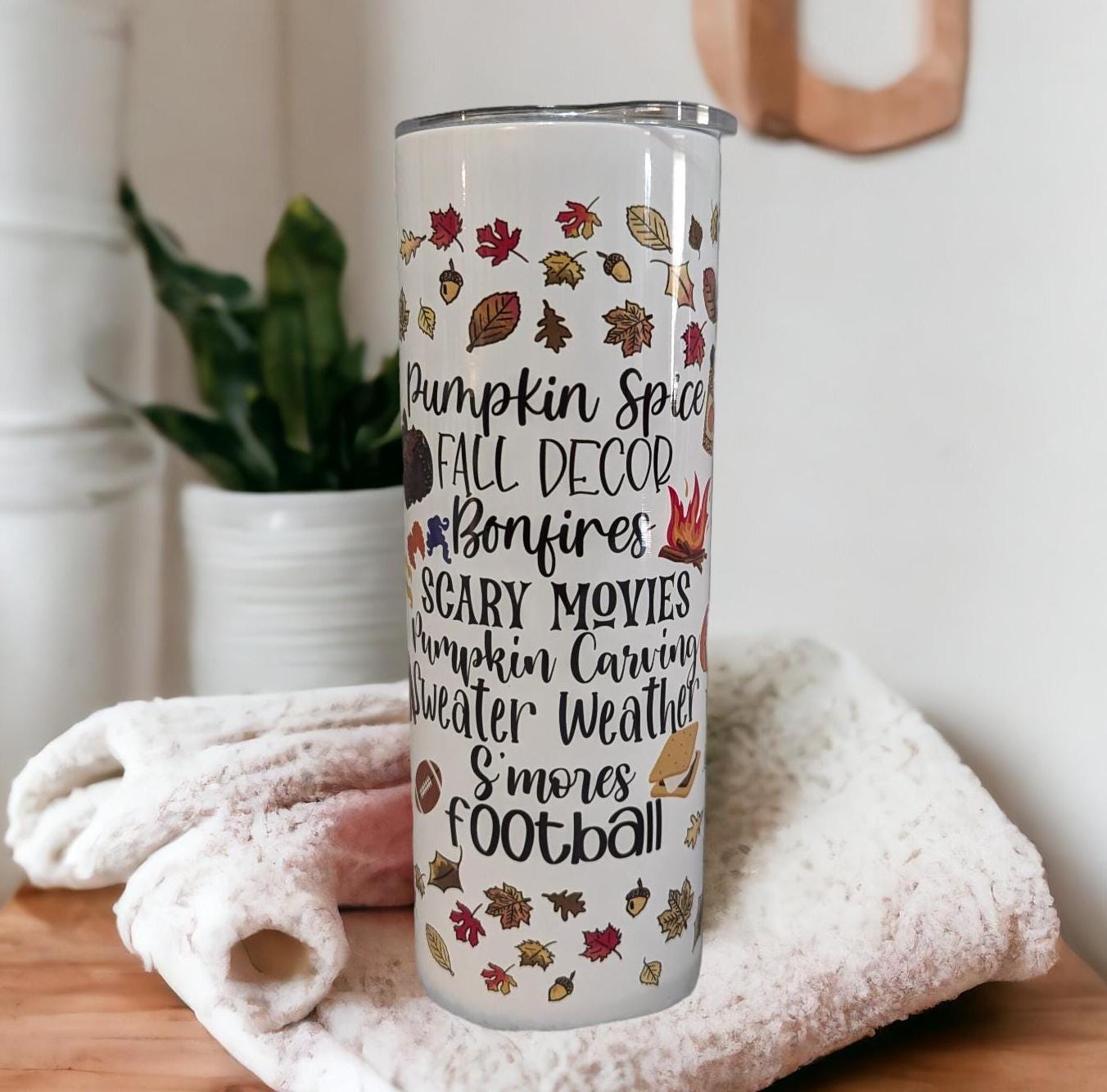 Pumpkin Spice Fall Tumbler 20oz With Reusable Straw