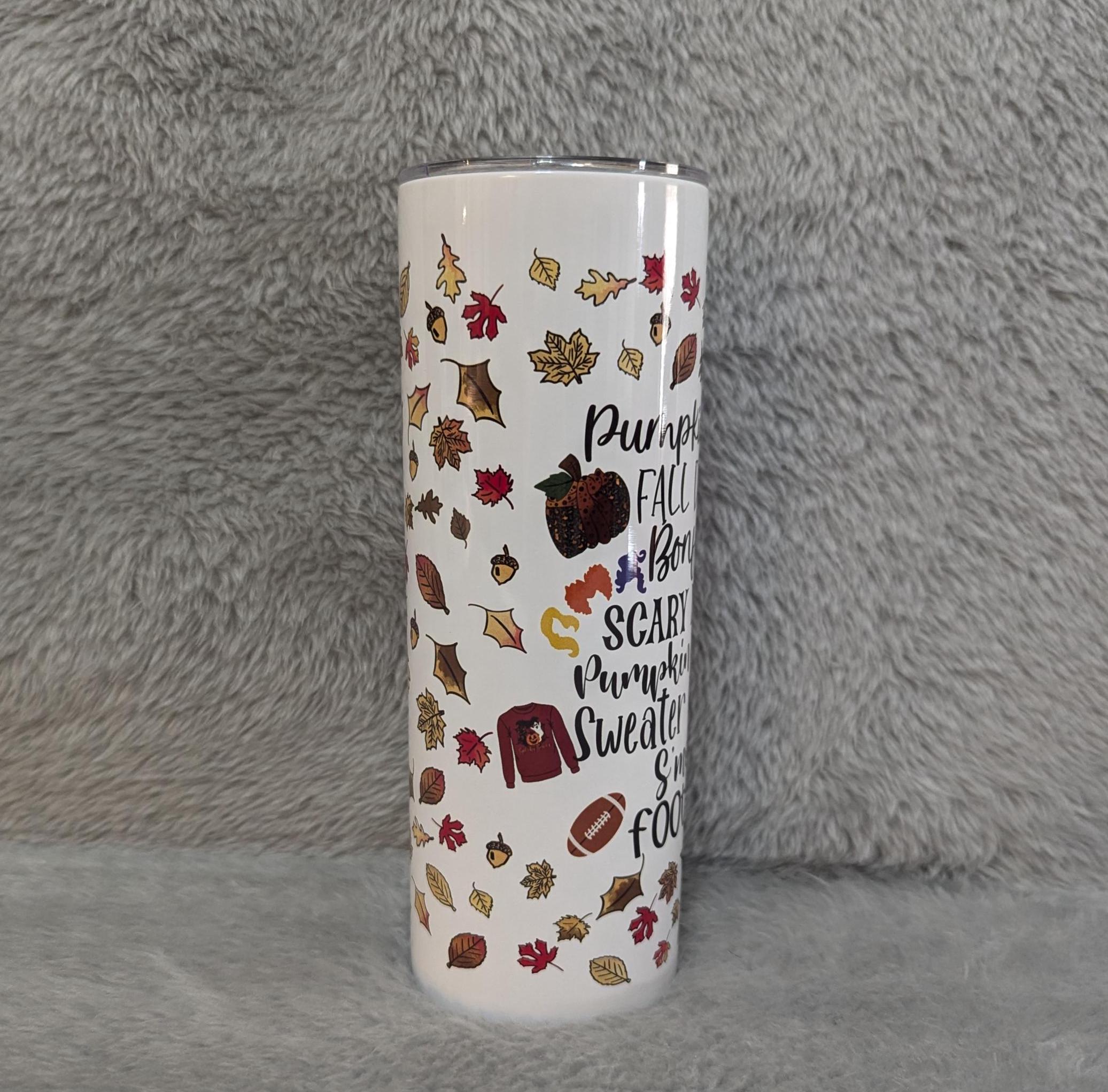 Pumpkin Spice Fall Tumbler 20oz With Reusable Straw