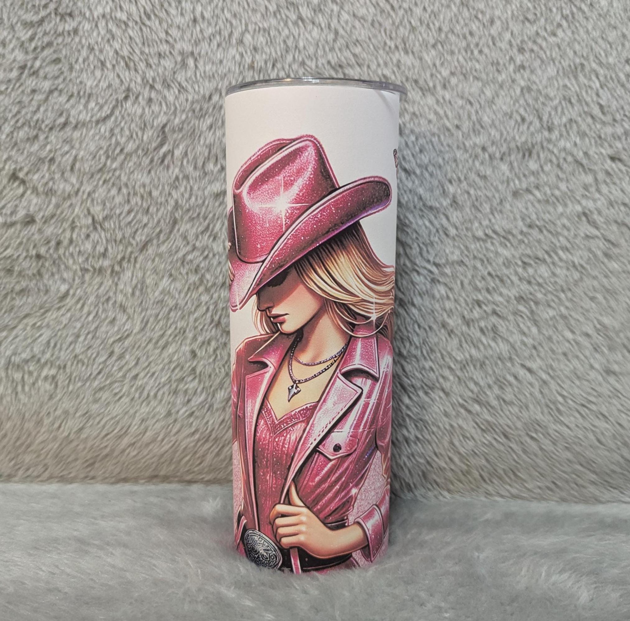 Pink Cowgirl Tumbler 20oz With Reusable Straw Can Be Personalized