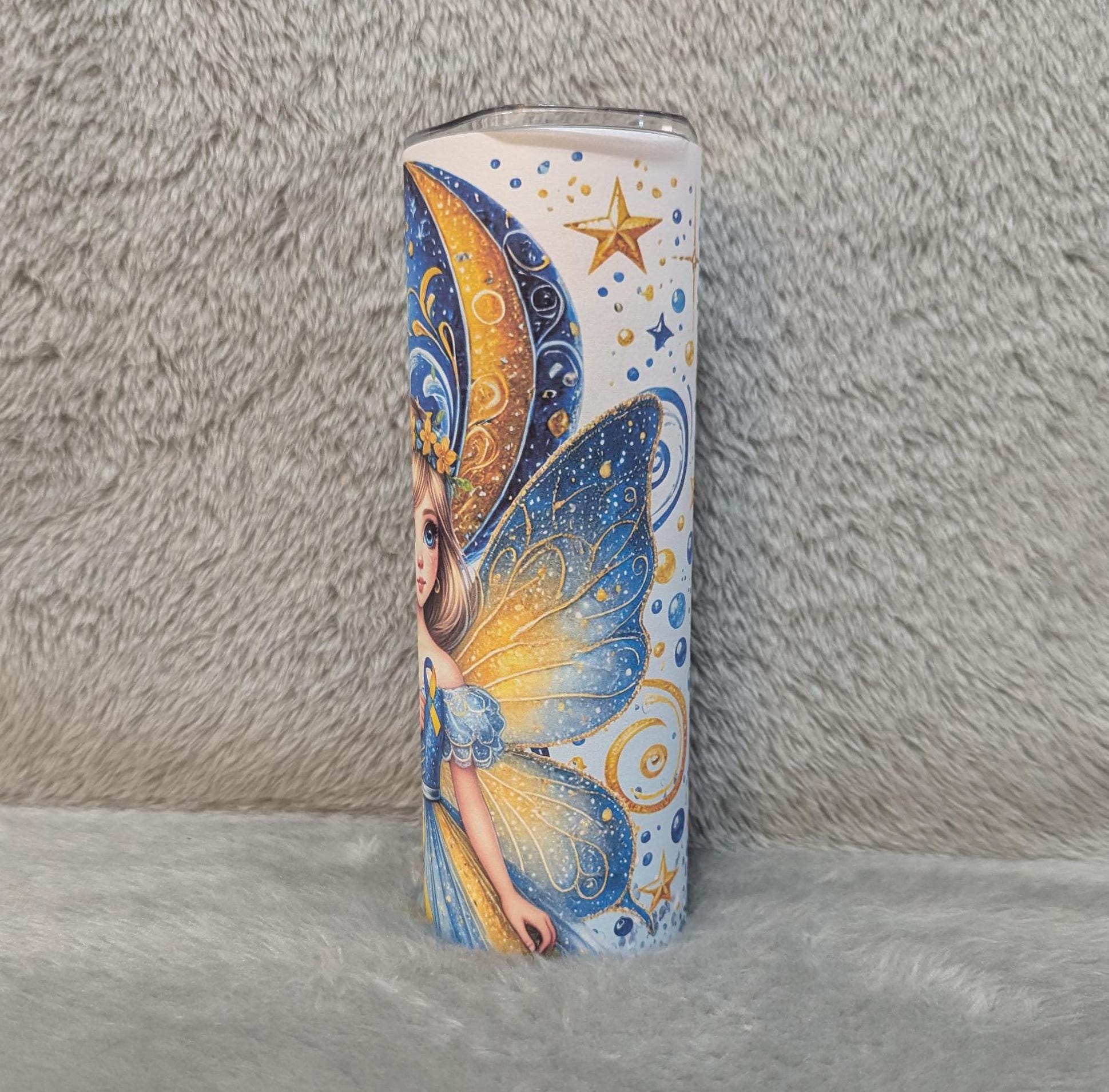 Down Syndrome Awareness Fairy Tumbler Can Be Personalized, 20oz Tumbler With Lid and Straw, Home Or On The Go, Hot Or Cold Drinks