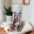 Pitbull Tumbler With A Glitter Design 20oz With Reusable Straw, Can Be Personalized
