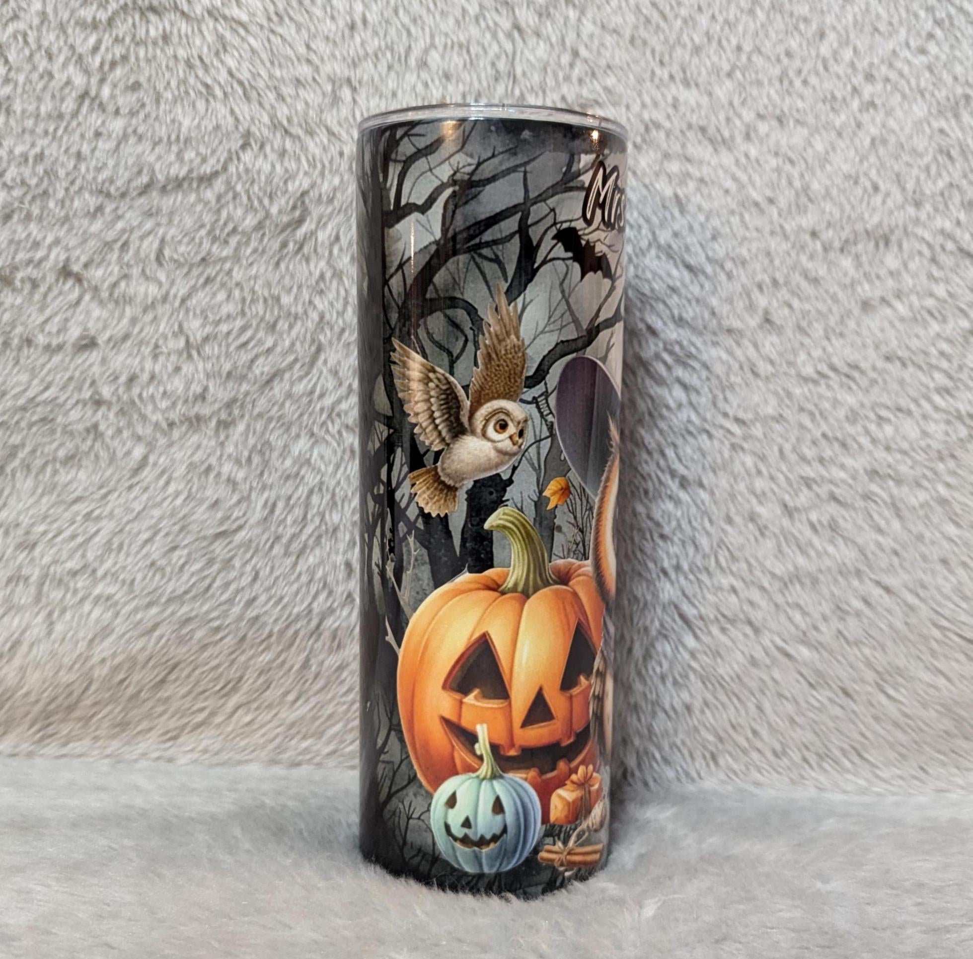 Cute Halloween Owl Tumbler Can Be Personalized, Halloween Gift, 20oz Tumbler With Straw, Halloween Party Gift, Hot Or Cold Drinks