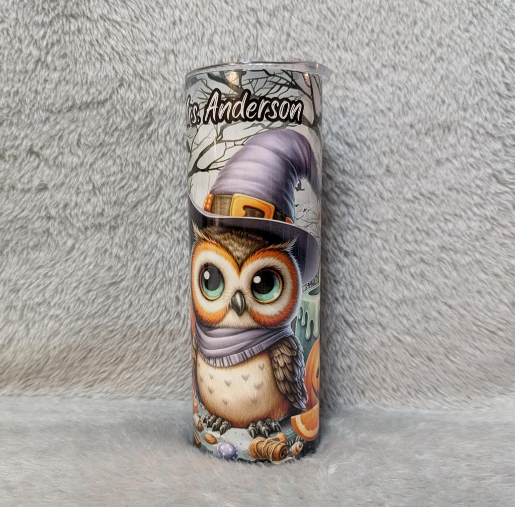 Cute Halloween Owl Tumbler Can Be Personalized, Halloween Gift, 20oz Tumbler With Straw, Halloween Party Gift, Hot Or Cold Drinks