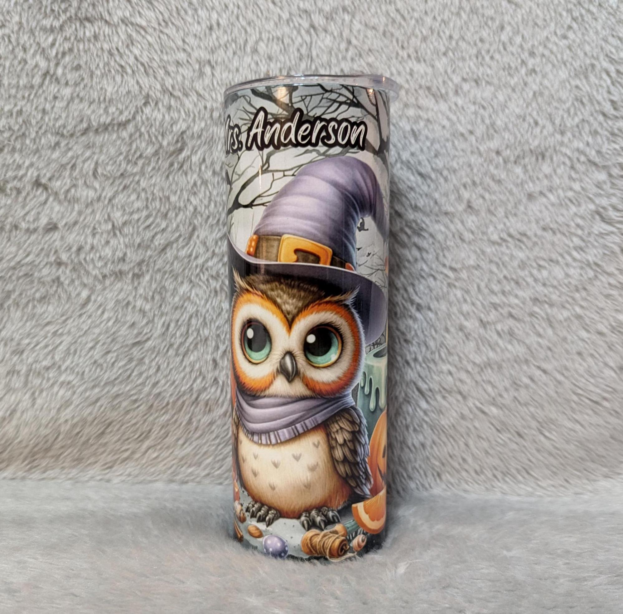 Cute Halloween Owl Tumbler Can Be Personalized, Halloween Gift, 20oz Tumbler With Straw, Halloween Party Gift, Hot Or Cold Drinks