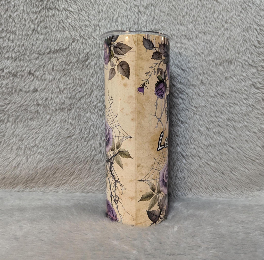 Adorable Black Kitten With Witch Hat and Floral Accents Tumbler, Cat Tumbler With Straw, Kitten Tumbler, Cat Lover Gift, Black Cat Lover