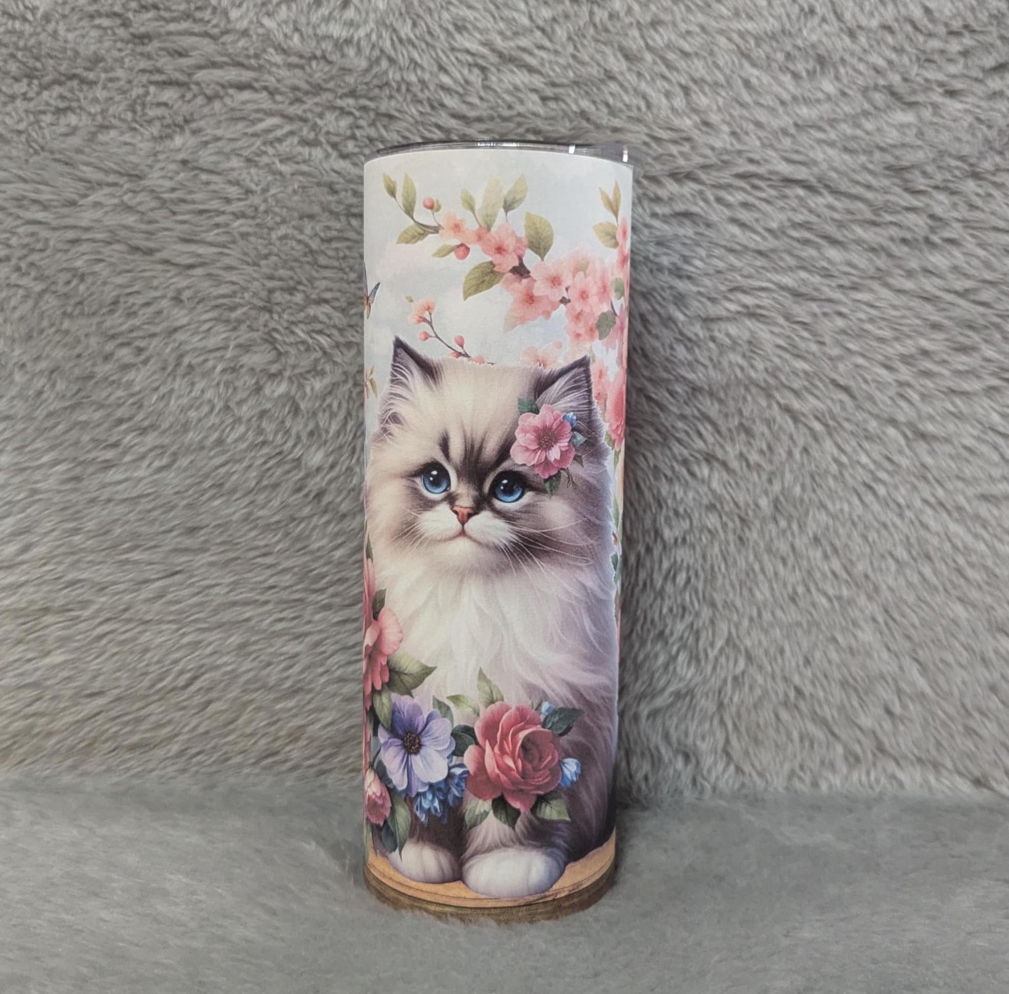 Ragdoll Kitten With Flowers and Butterflies Tumbler Can Be  Personalized, Cup With Name, Cat Gift, For Everyday Use - Hot Or Cold Drinks
