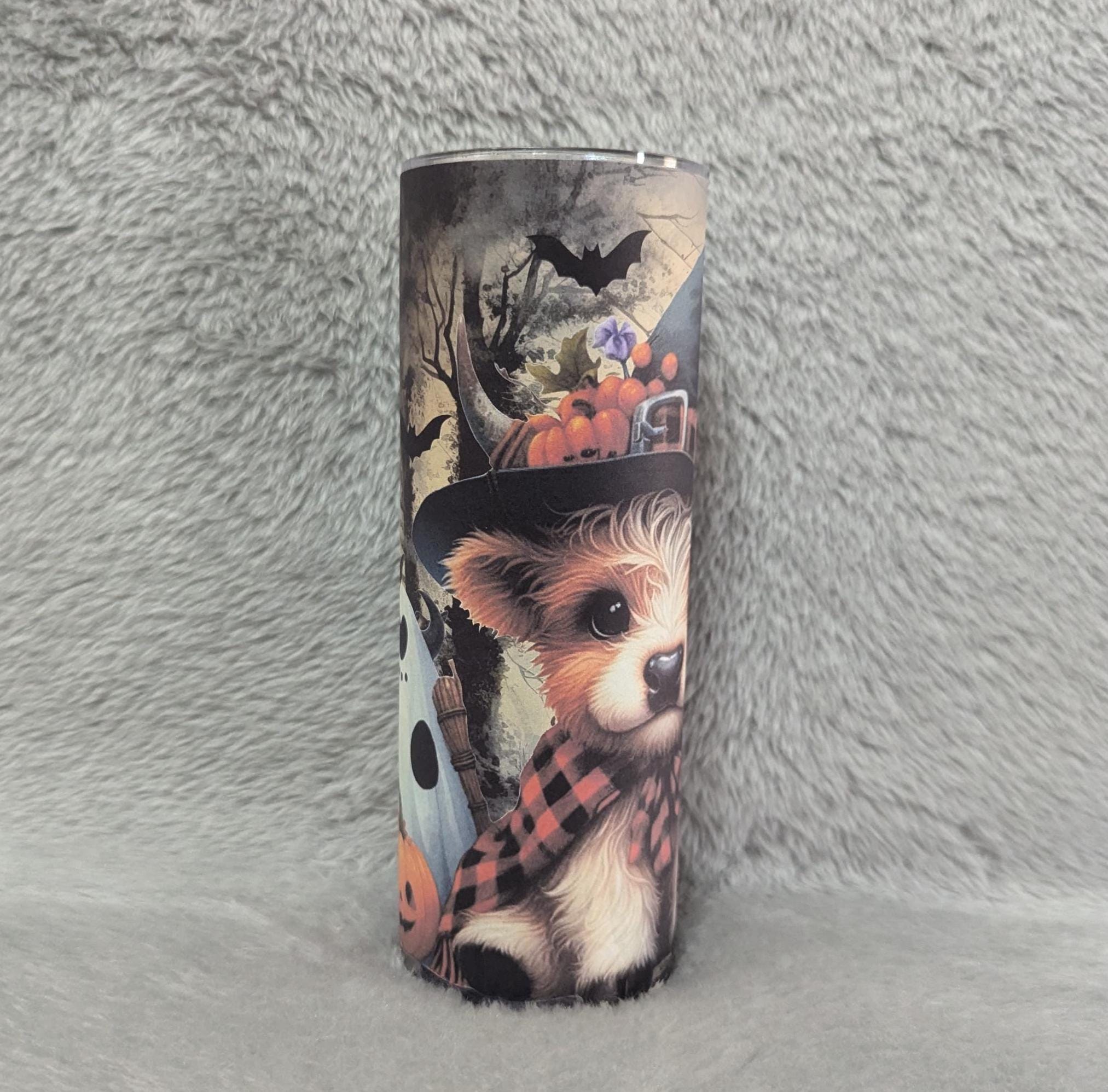 Cute Halloween Highland Cow 20oz Tumbler Can be Personalized, Perfect for Halloween Lovers, 20oz Tumbler With Reusable Straw