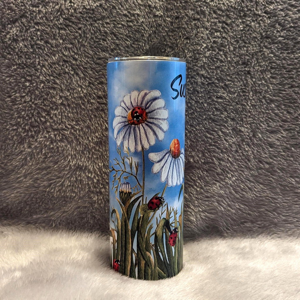 Ladybug Tumbler 20oz With Reusable Straw, Can Be Personalized