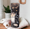 Gnome With Black Cat 20oz Tumbler Can Be Personalized, Cup With Name, 20oz Tumbler With Straw, Great For Everyday Use - Hot Or Cold Drinks