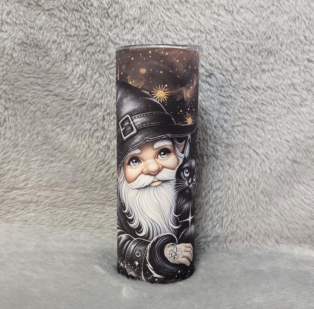 Gnome With Black Cat 20oz Tumbler Can Be Personalized, Cup With Name, 20oz Tumbler With Straw, Great For Everyday Use - Hot Or Cold Drinks