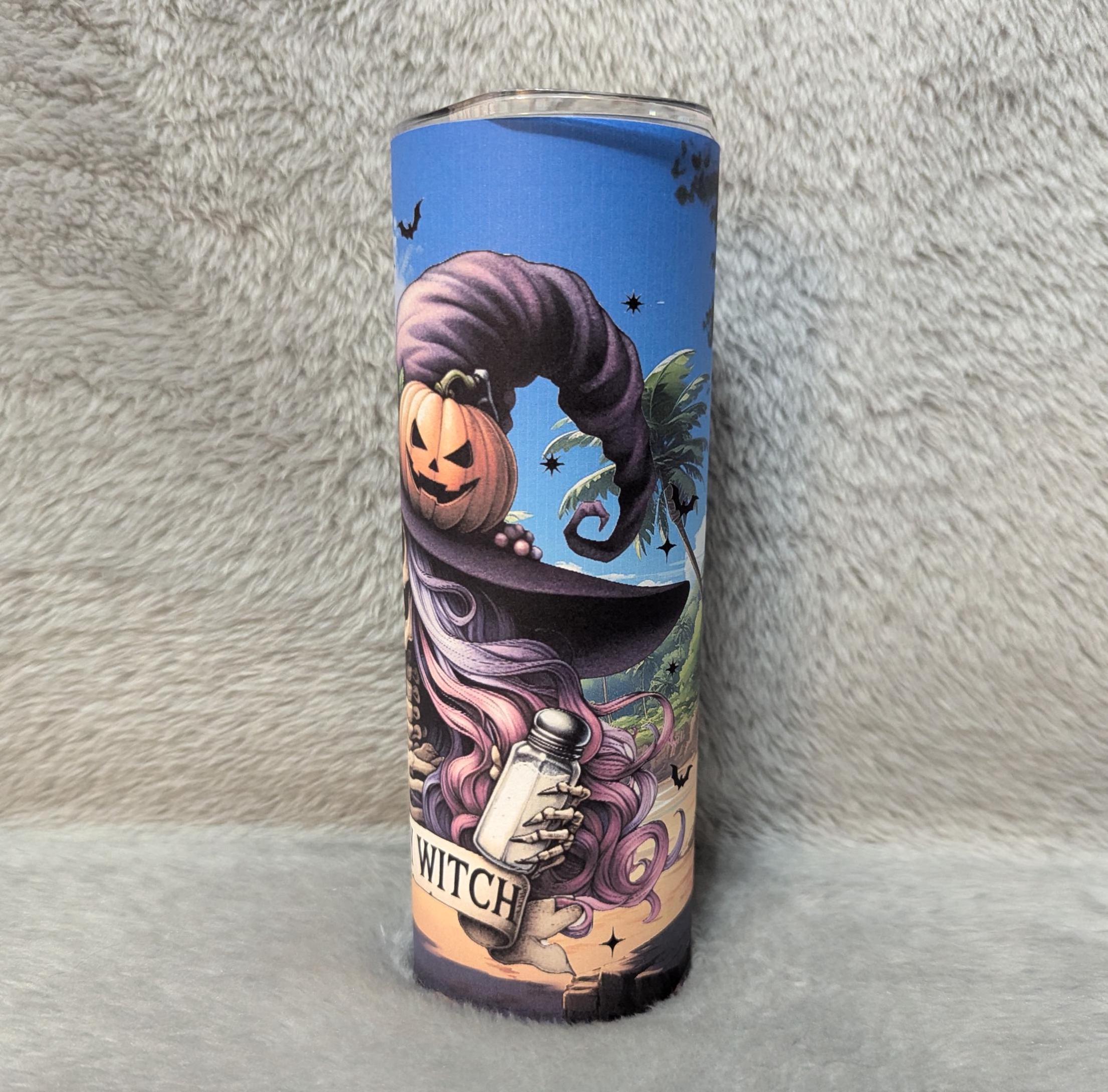 The Salty Witch Beach Tumbler with Reusable Straw - Customizable Gift Idea, Vacation Gift, Family Vacation Tumbler, Summer Tumbler For Girls