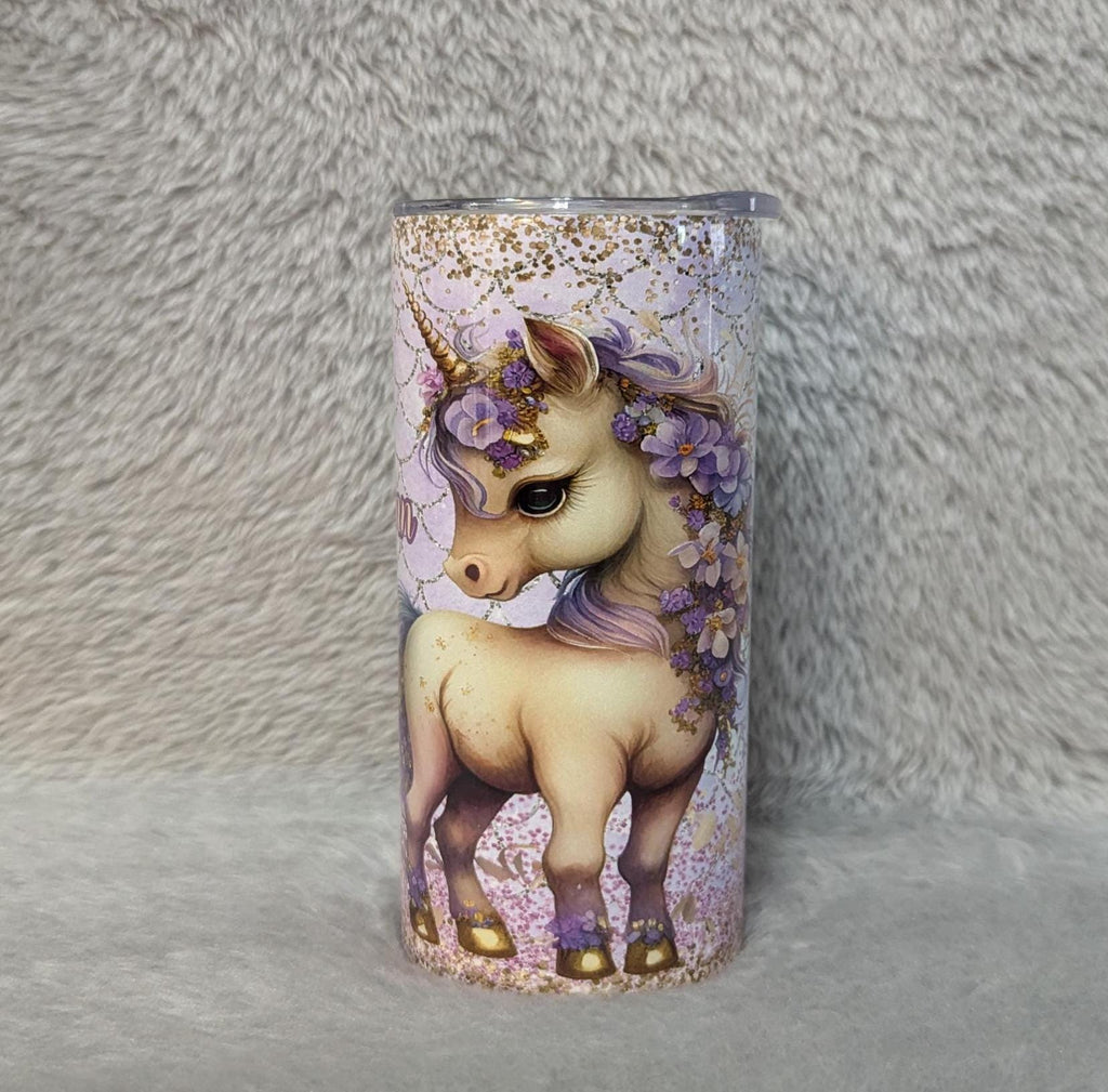 Pretty Kids Unicorn Tumbler with Lid and Straw, Perfect for Summer Drinks, Personalized Unicorn Tumbler, Unicorn Cup With Name