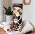 Wizard Gnome With Black Cat 20oz With Reusable Straw, Can Be Personalized