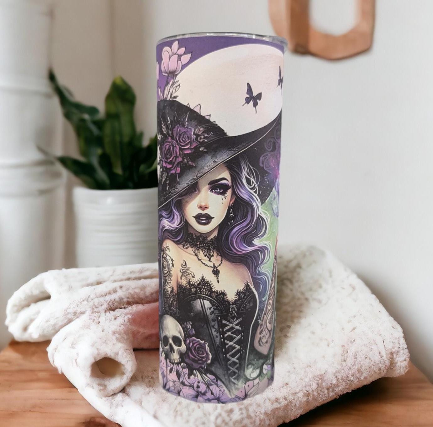 Witch Tumbler Can Be Personalized, Halloween Gift, Mystical Gift For Her, 20oz Tumbler With Reusable Straw, Hot Or Cold Beverages