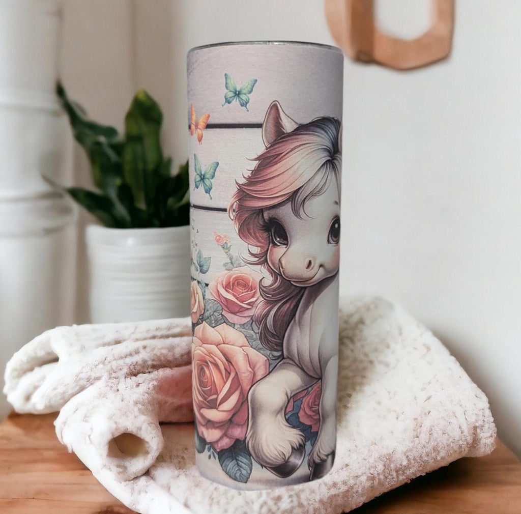 Pretty Pony Tumbler 20oz With Reusable Straw Can Be Personalized