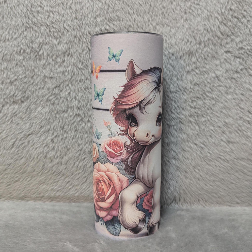 Pretty Pony Tumbler 20oz With Reusable Straw Can Be Personalized