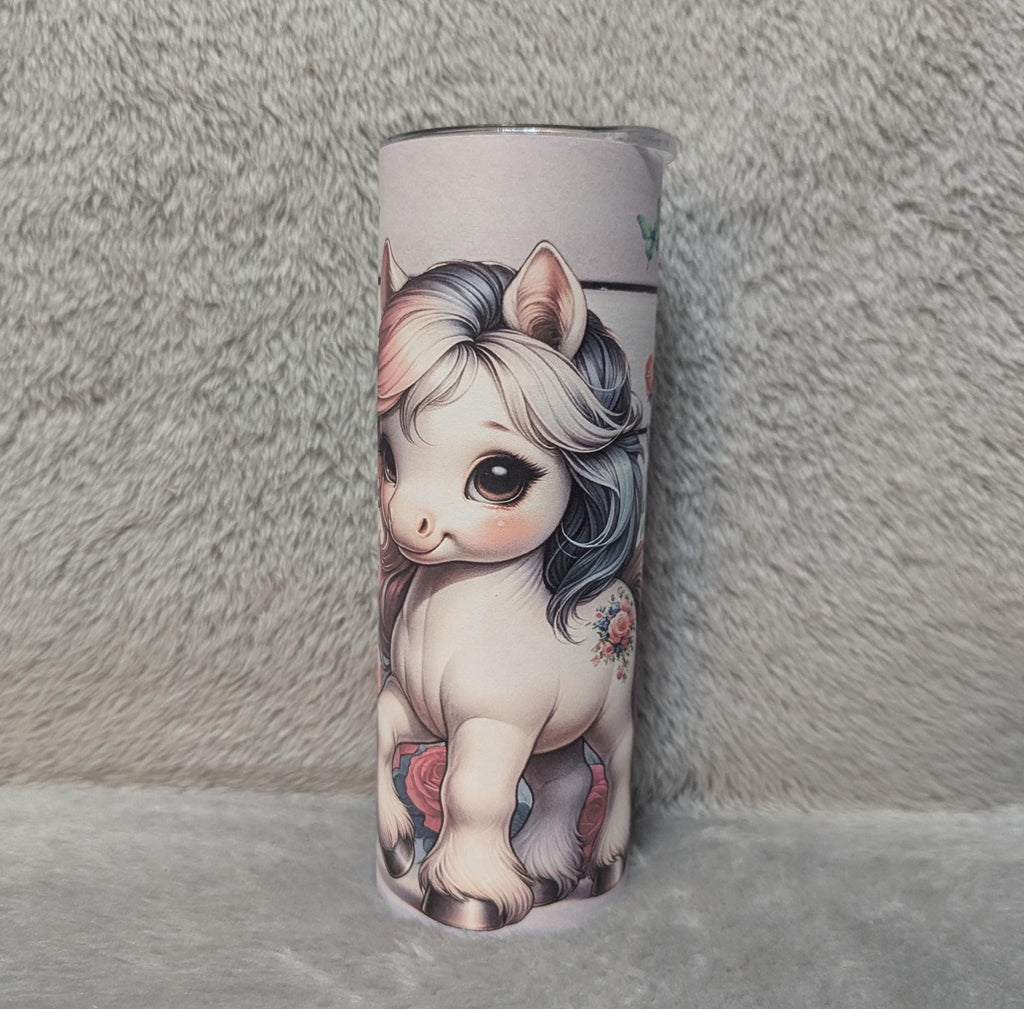 Pretty Pony Tumbler 20oz With Reusable Straw Can Be Personalized