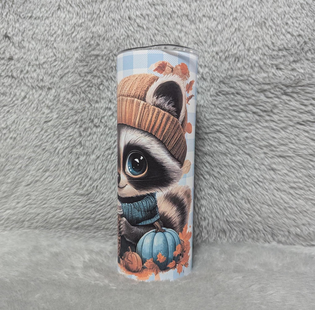 Cute But Feral Raccoon 20oz Tumbler Can Be Personalized, Includes Lid and Plastic Straw, Great For Everyday Use - Hot Or Cold Drinks