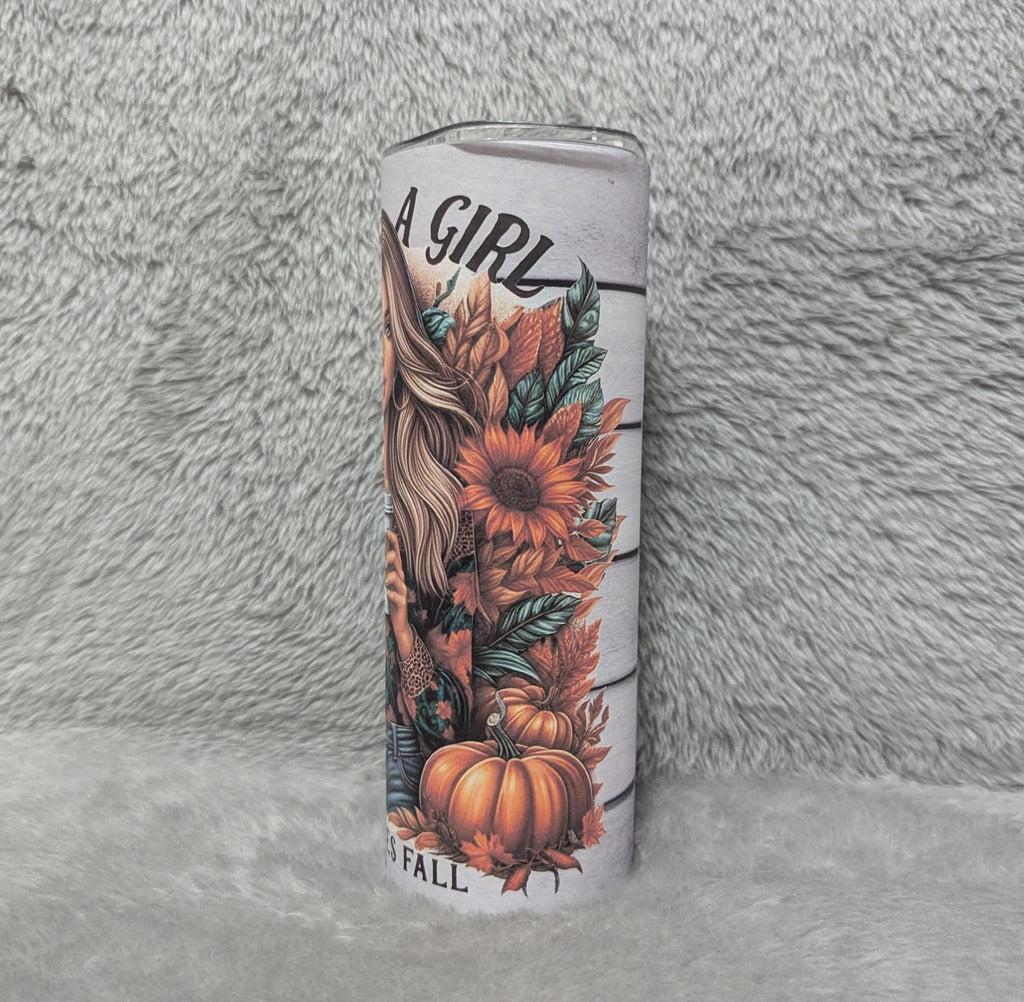 Just A Girl Who Loves Fall 20oz Tumbler Can Be Personalized, Cup With Name, Gift For Her, Hot Or Cold Drinkware With Straw