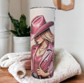 Pink Cowgirl Tumbler 20oz With Reusable Straw Can Be Personalized