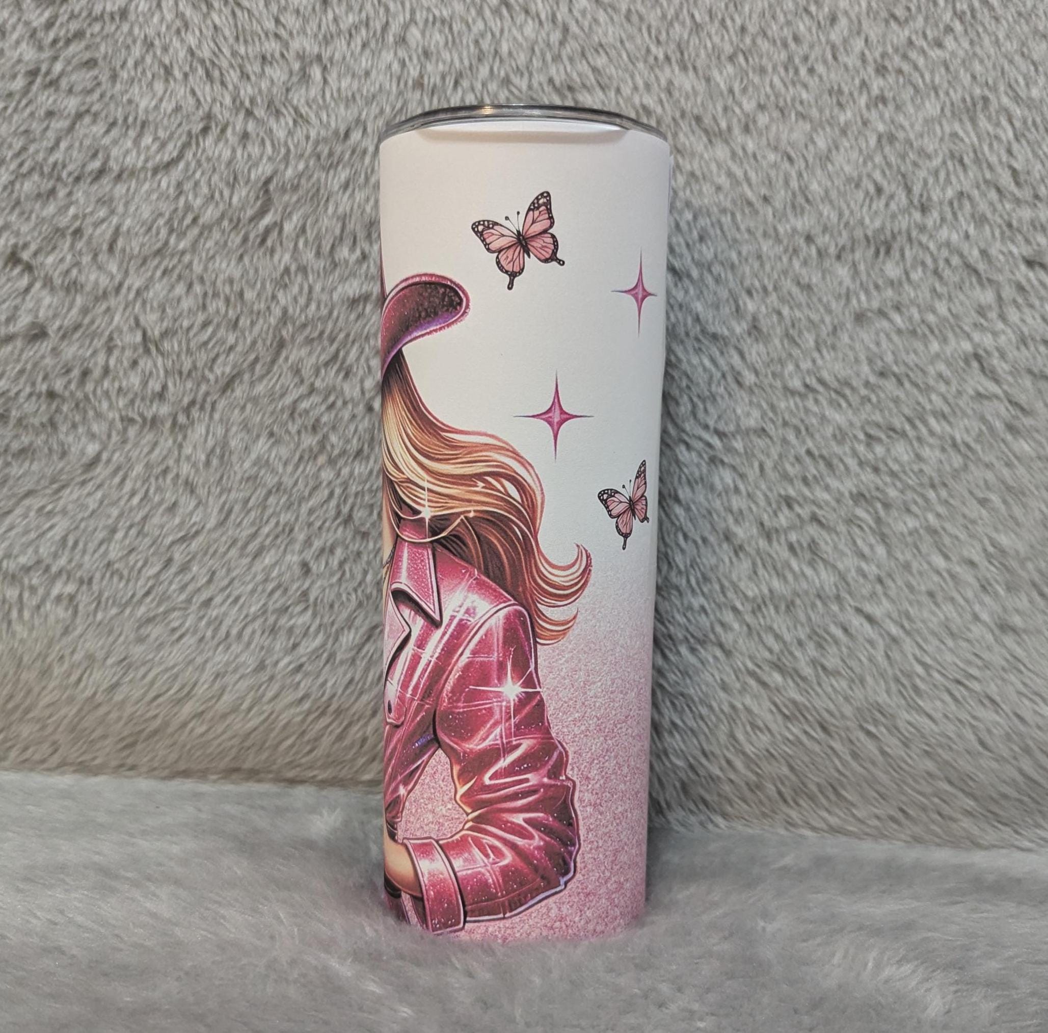 Pink Cowgirl Tumbler 20oz With Reusable Straw Can Be Personalized