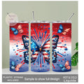 Patriotic Butterfly Tumbler Can Be Personalized, Patriotic Cup With Name, Gift For Patriots, 20oz Tumbler With Reusable Straw