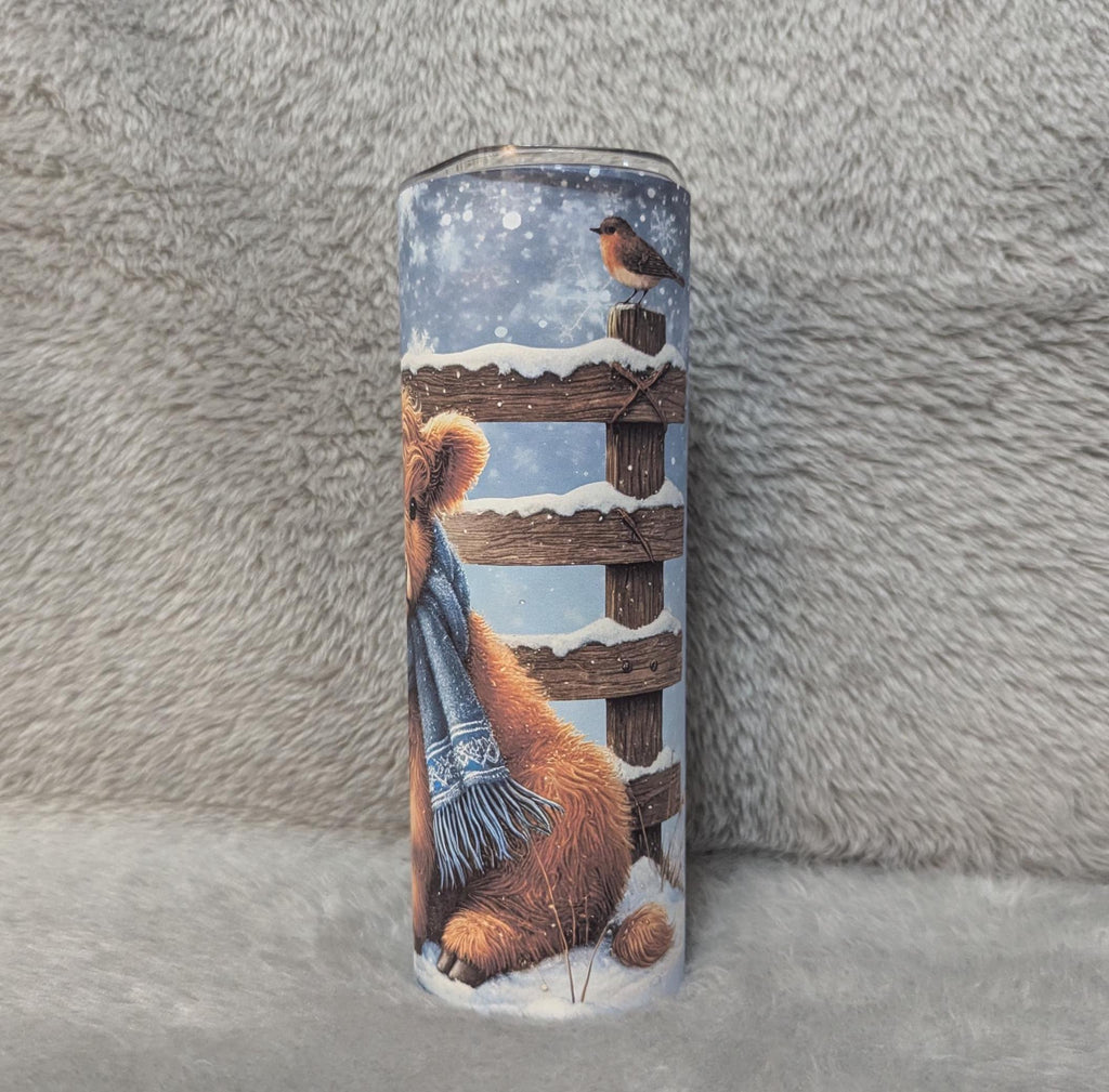 Highland Cow In The Snow 20oz Tumbler Can Be Personalized, Cow Cup With Name, Cow Coffee Cup, Cow Lovers Tumbler, Cow Lovers Gift For Her