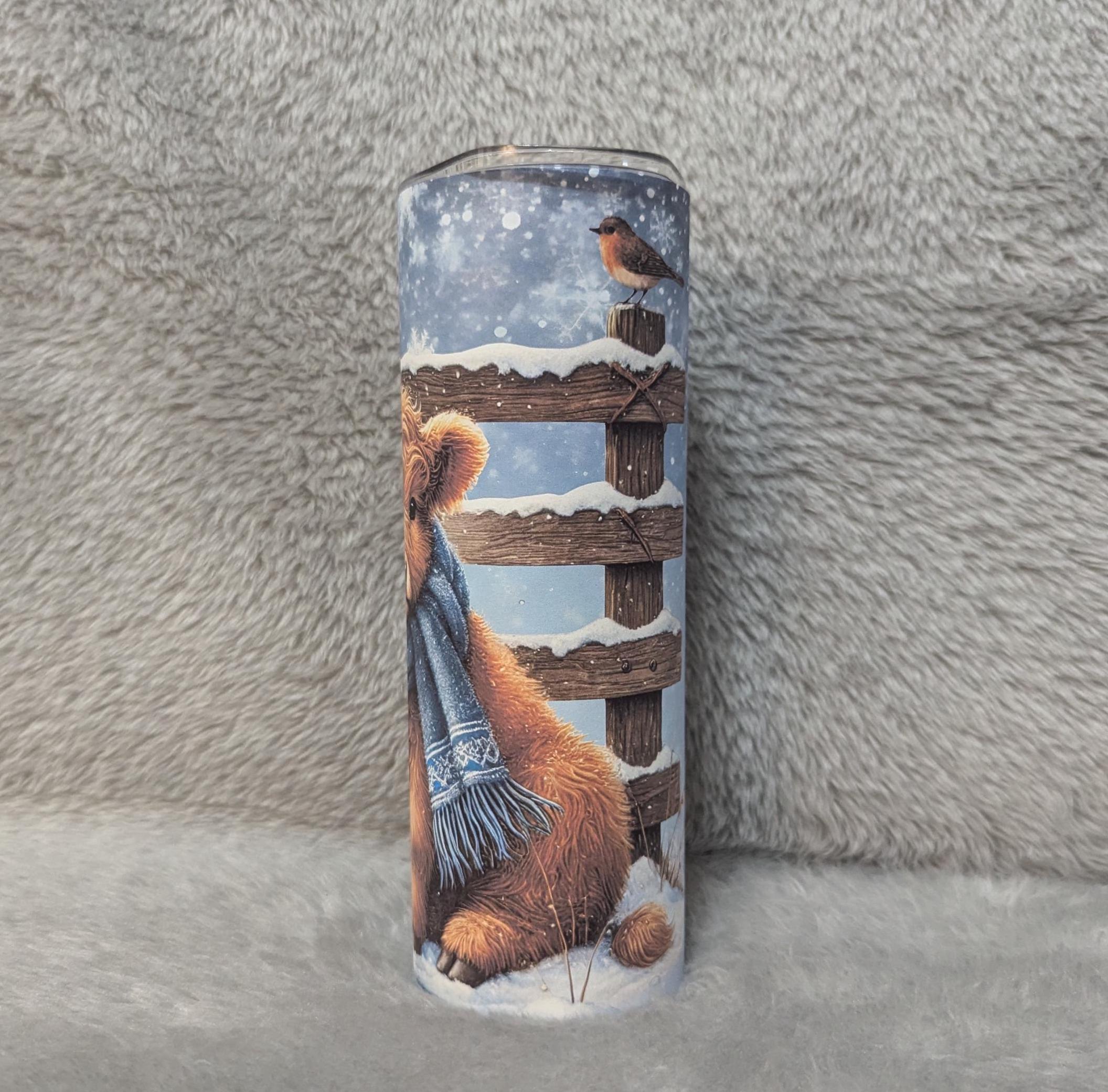 Highland Cow In The Snow 20oz Tumbler Can Be Personalized, Cow Cup With Name, Cow Coffee Cup, Cow Lovers Tumbler, Cow Lovers Gift For Her