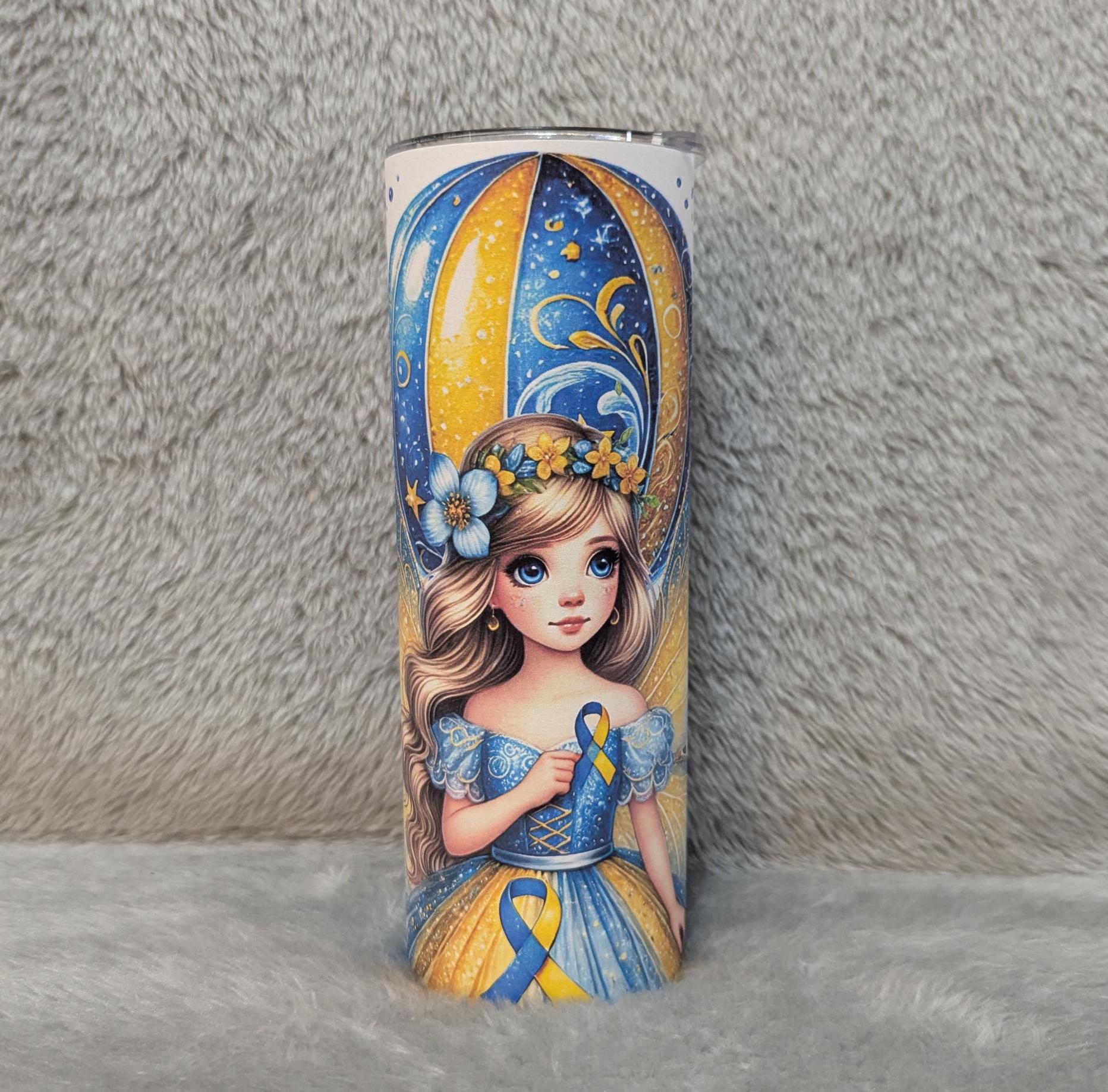 Down Syndrome Awareness Fairy Tumbler Can Be Personalized, 20oz Tumbler With Lid and Straw, Home Or On The Go, Hot Or Cold Drinks