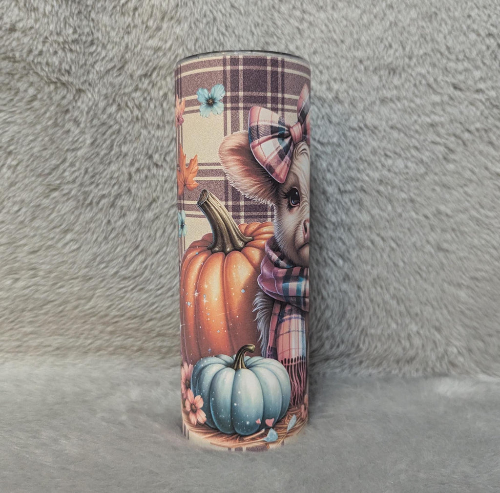 Fall Highland Cow 20oz Tumbler Can Be Personalized, Great For Hot Or Cold Drinks - Home Or On The Go, Highland Cow Tumbler With Straw