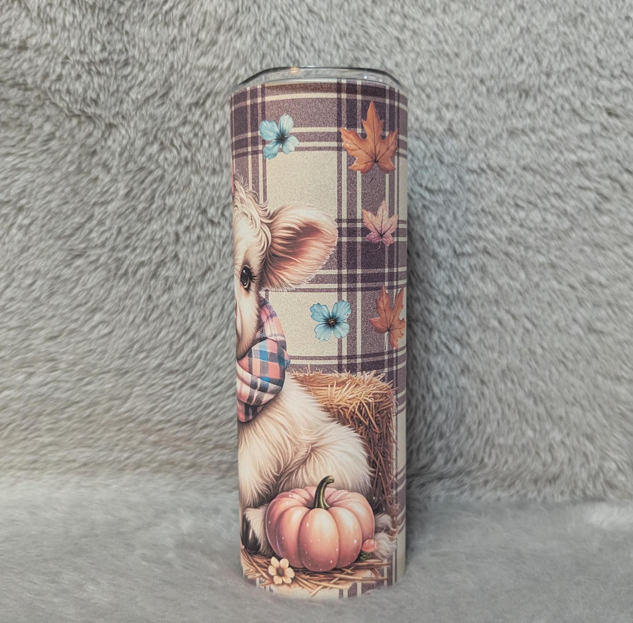 Fall Highland Cow 20oz Tumbler Can Be Personalized, Great For Hot Or Cold Drinks - Home Or On The Go, Highland Cow Tumbler With Straw