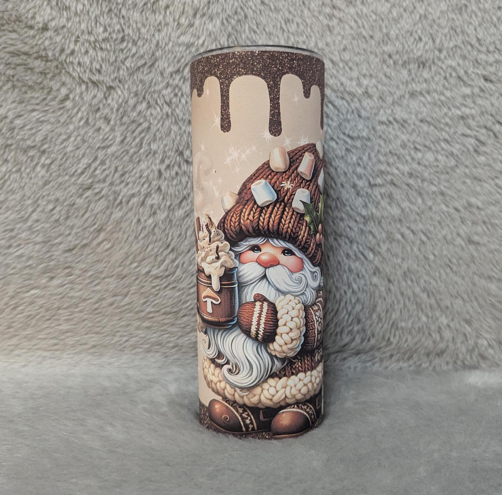 Gnome Tumbler with A Gnome Enjoying A Cup Of Hot Cocoa Can Be Personalized, Gnome Lover Gift, Includes Reusable Straw, Hot Or Cold Drinks