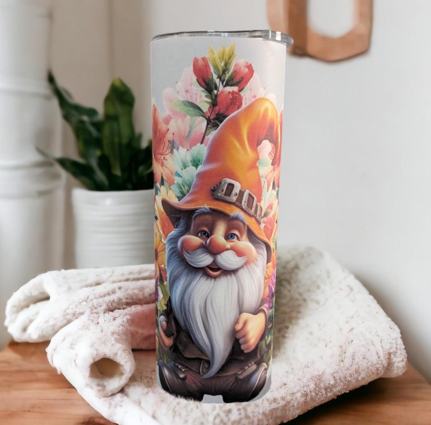 Garden Gnome Tumbler with Reusable Straw - Can be Personalized, Perfect for home or on the go, Gnome Tumbler, Gnome Cup, Gnome Lover Gift