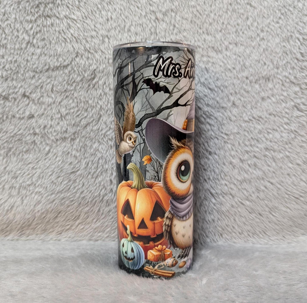 Cute Halloween Owl Tumbler Can Be Personalized, Halloween Gift, 20oz Tumbler With Straw, Halloween Party Gift, Hot Or Cold Drinks