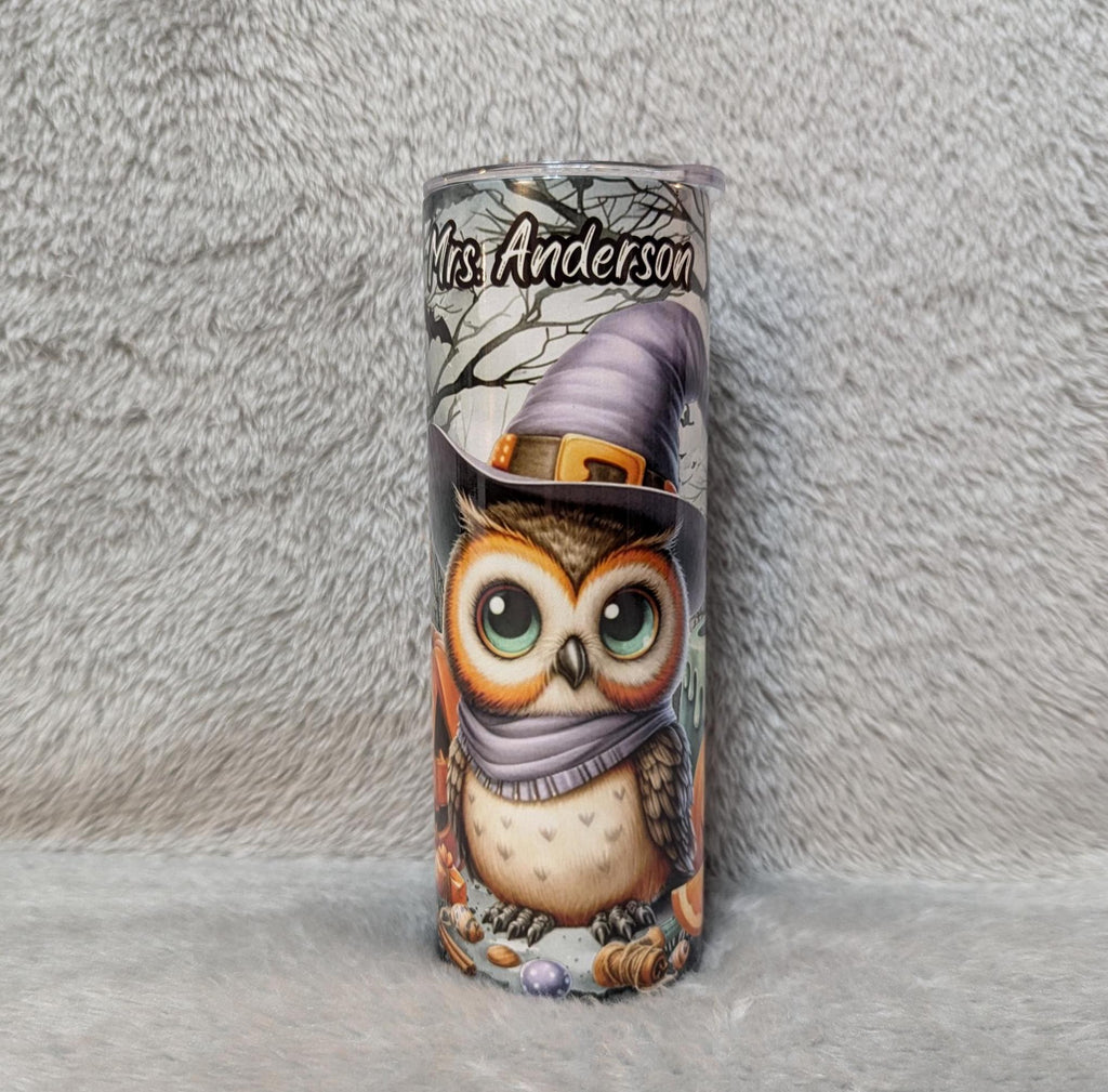 Cute Halloween Owl Tumbler Can Be Personalized, Halloween Gift, 20oz Tumbler With Straw, Halloween Party Gift, Hot Or Cold Drinks