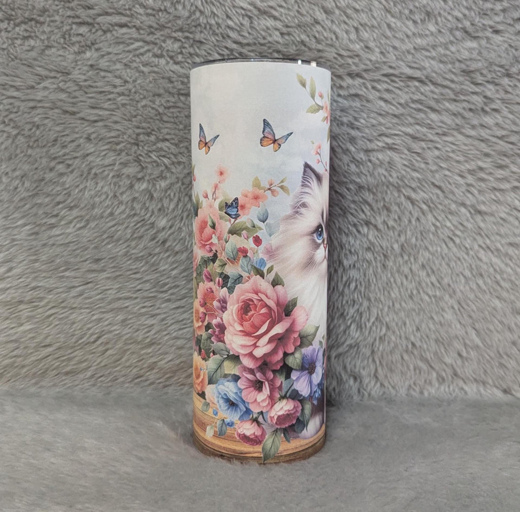 Ragdoll Kitten With Flowers and Butterflies Tumbler Can Be  Personalized, Cup With Name, Cat Gift, For Everyday Use - Hot Or Cold Drinks