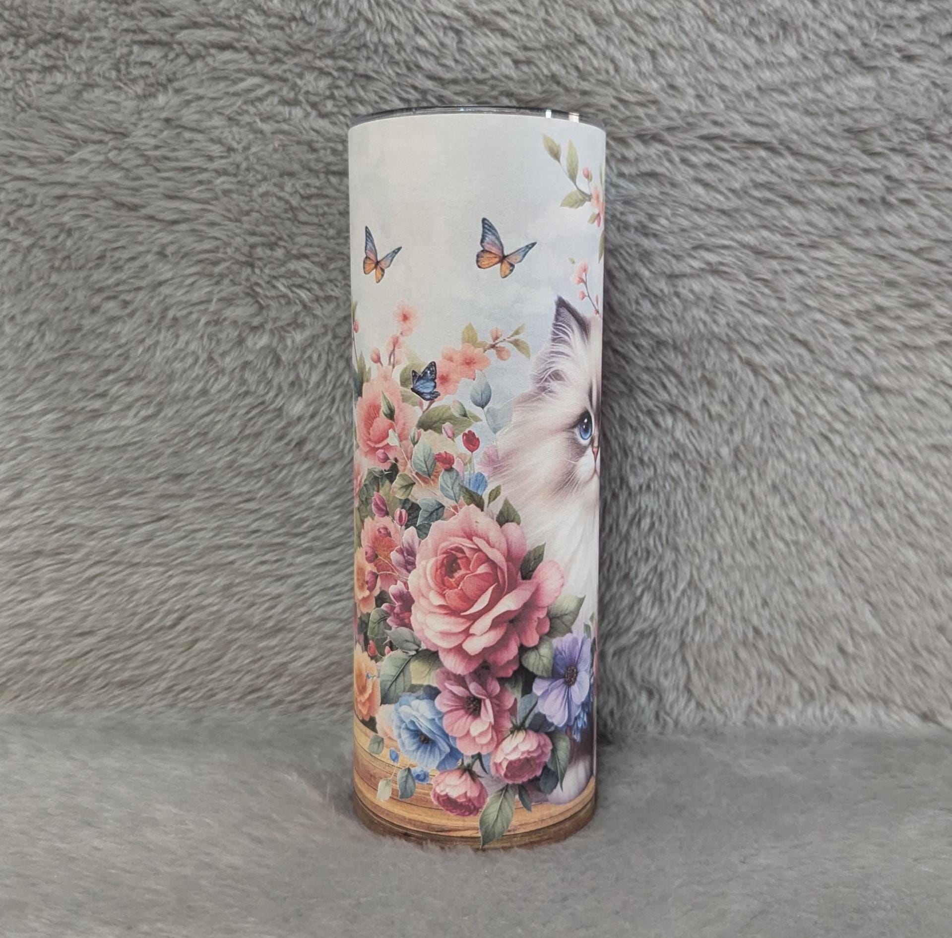 Ragdoll Kitten With Flowers and Butterflies Tumbler Can Be  Personalized, Cup With Name, Cat Gift, For Everyday Use - Hot Or Cold Drinks