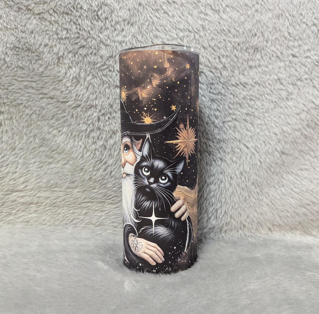 Gnome With Black Cat 20oz Tumbler Can Be Personalized, Cup With Name, 20oz Tumbler With Straw, Great For Everyday Use - Hot Or Cold Drinks