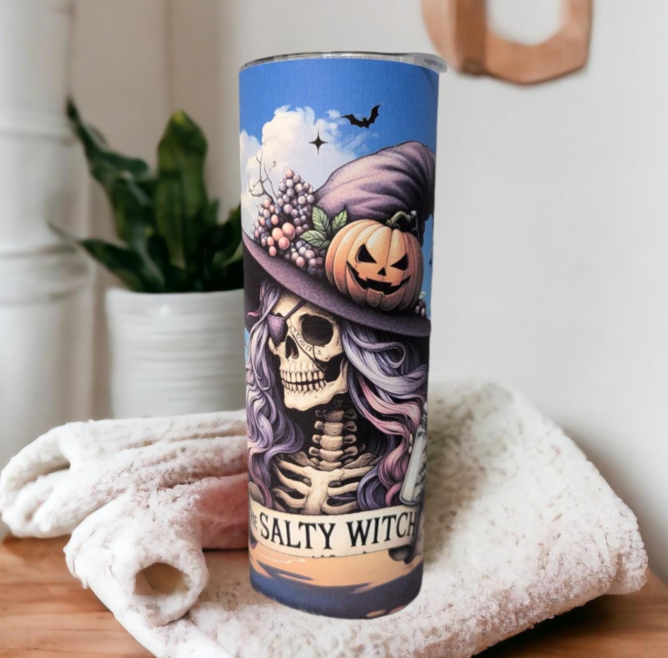 The Salty Witch Beach Tumbler with Reusable Straw - Customizable Gift Idea, Vacation Gift, Family Vacation Tumbler, Summer Tumbler For Girls
