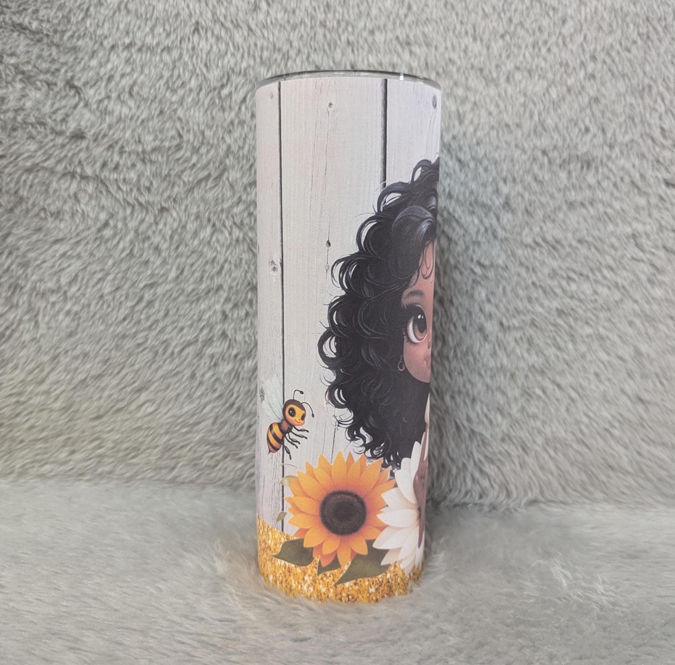 Sunflower Girl 20oz Tumbler That Can Be Personalized, Cup With Name,  20oz Tumbler For Hot Or Cold Drinks -  Includes A Reusable Straw