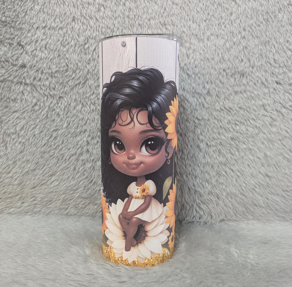 Sunflower Girl 20oz Tumbler That Can Be Personalized, Cup With Name,  20oz Tumbler For Hot Or Cold Drinks -  Includes A Reusable Straw