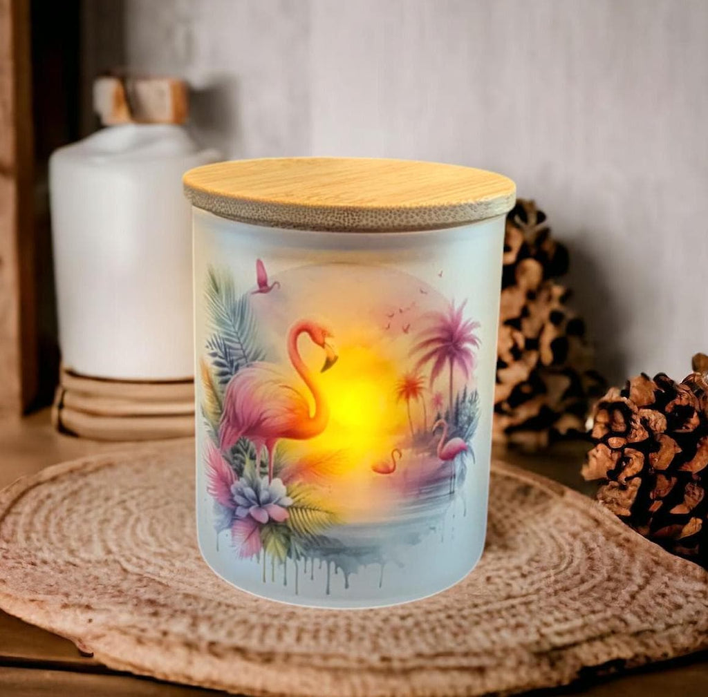 Beautiful Flamingo Candle Holder Includes A Battery Operated Flickering Tea Light, Flamingo Jar, Flamingo Decor