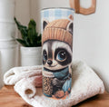 Cute But Feral Raccoon 20oz Tumbler Can Be Personalized, Includes Lid and Plastic Straw, Great For Everyday Use - Hot Or Cold Drinks