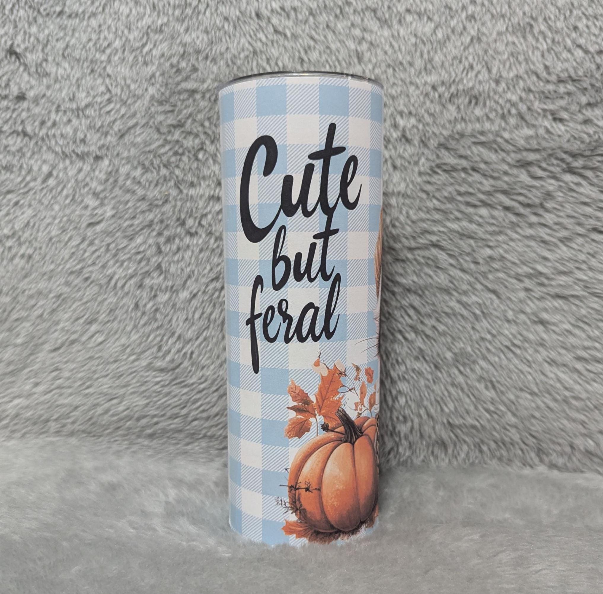 Cute But Feral Raccoon 20oz Tumbler Can Be Personalized, Includes Lid and Plastic Straw, Great For Everyday Use - Hot Or Cold Drinks